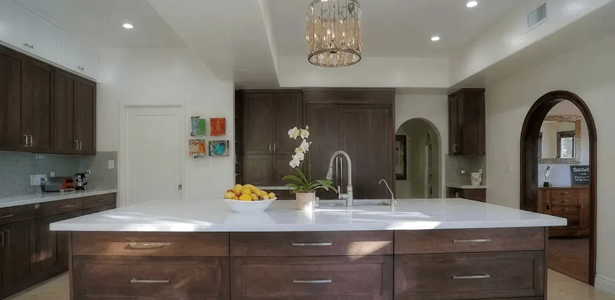 Cabinet refacing project with updated kitchen cabinets and island in Philadelphia, PA
